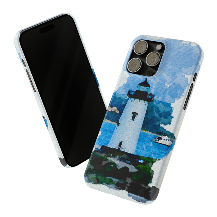 Slim Cute Phone Cases for Iphone - | iPhone 15 Case | iPhone 15 Pro Max Case, Iphone 14 Case, Iphone 14 Pro Max, Iphone 13, Beach Lighthouse Blue - Studio40ParkLane
