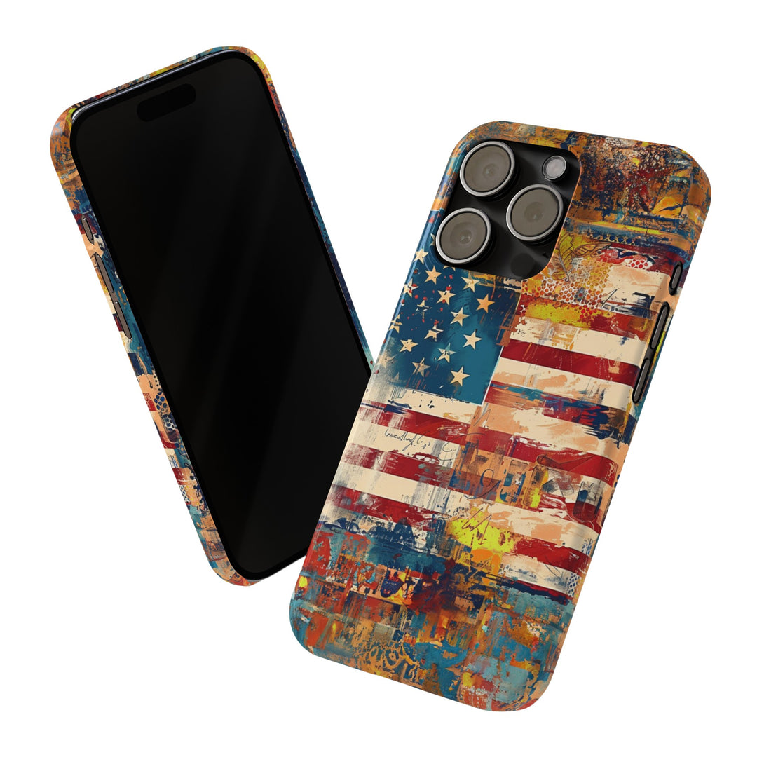 Slim Cute Phone Cases for Iphone | iPhone 15 Case | iPhone 15 Pro Max Case, Iphone 14, Iphone 14 Pro Max, Iphone 13, US Flag Abstract - Studio40ParkLane