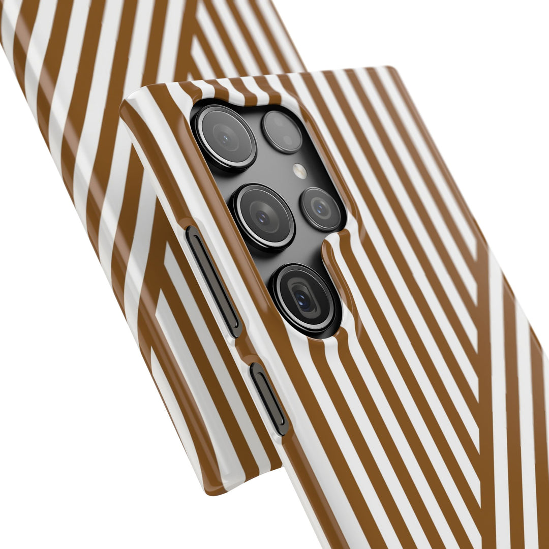Aesthetic Mocha Brown Stripes Cute Phone Case Sleek Snap - For iPhone 17 Pro Max iPhone 16 Pro iPhone 15 Iphone 14 Plus 13 Pro 12 11 10 Gift - Studio40ParkLane