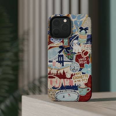 New York Winter Coquette Collage Tough Magsafe Cute Phone Cases for Iphone | iPhone 17 Pro Max Case, Iphone 16, Iphone 15 14 13 12 11 10 9