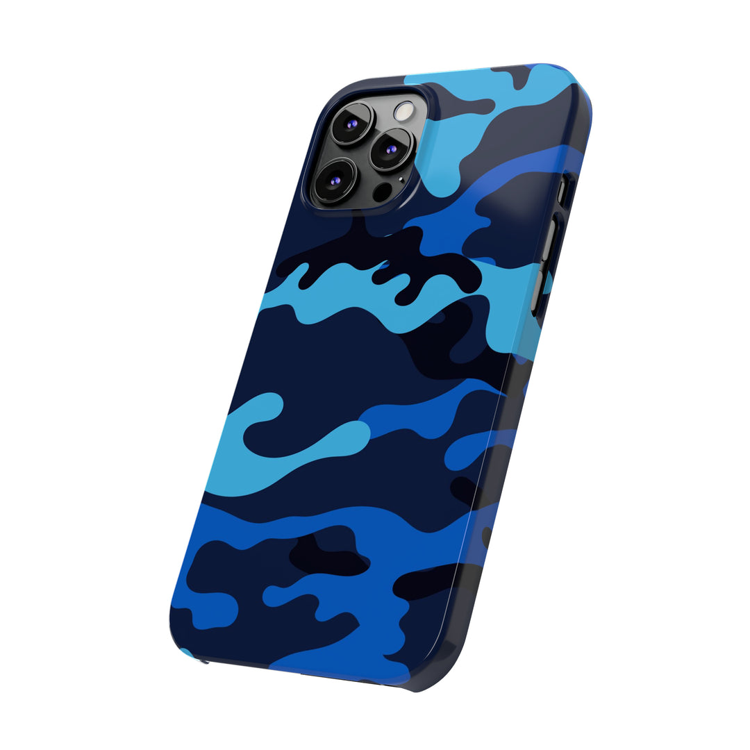 Slim Cute Phone Cases for Iphone - | iPhone 15 Case | iPhone 15 Pro Max Case, Iphone 14 Case, Iphone 14 Pro Max, Iphone 13, Blue Camouflage - Studio40ParkLane
