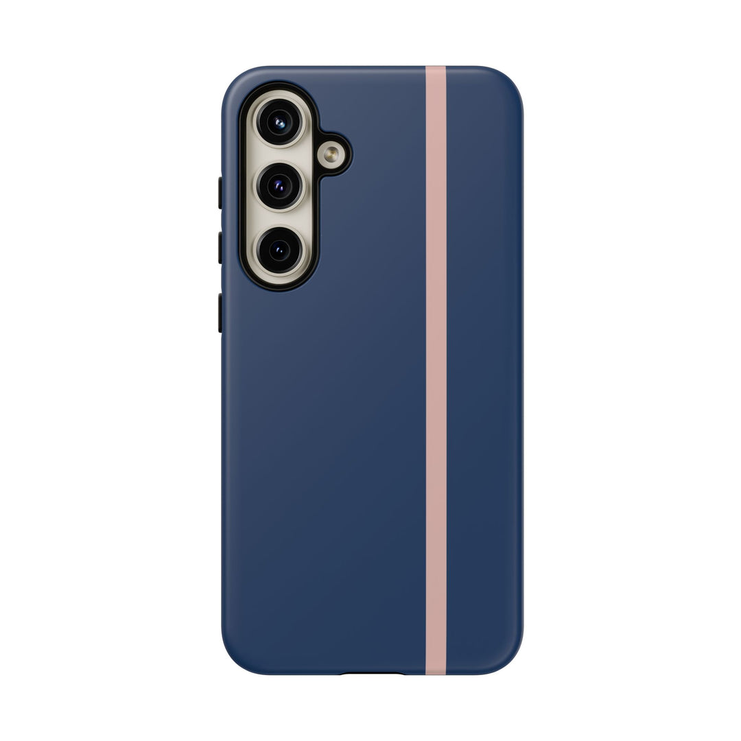 Tough Phone Case Navy Blue Orange Stripe iPhone 18 17 16 15 14 13 12 Pro Max Plus, Samsung Galaxy S26 S25 S24 Ultra Cute Preppy Sport - Studio40ParkLane