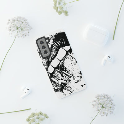 Cute Samsung Phone Case | Aesthetic Samsung Phone Case | Smile Lips Black White | Galaxy S23, S22, S21, S20 | Luxury Double Layer | Cool
