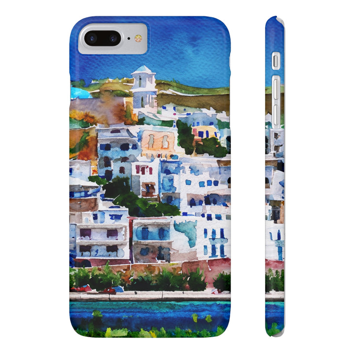 Slim Cute Phone Cases for Iphone | iPhone 15 Case | iPhone 15 Pro Max Case, Iphone 14, Iphone 14 Pro Max, Iphone 13, Colorful Greek House Watercolor - Studio40ParkLane