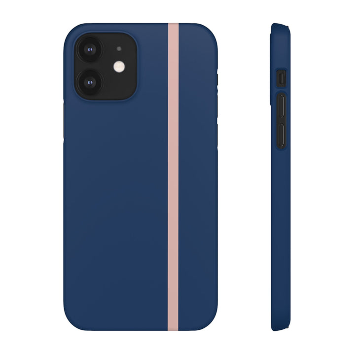 Sleek Navy Blue Pink Stripe Snap Phone Case for iPhone 18 17 16 15 14 13 Pro Max, Samsung Galaxy S26 S25 Ultra Lightweight Cute Phone Case - Studio40ParkLane