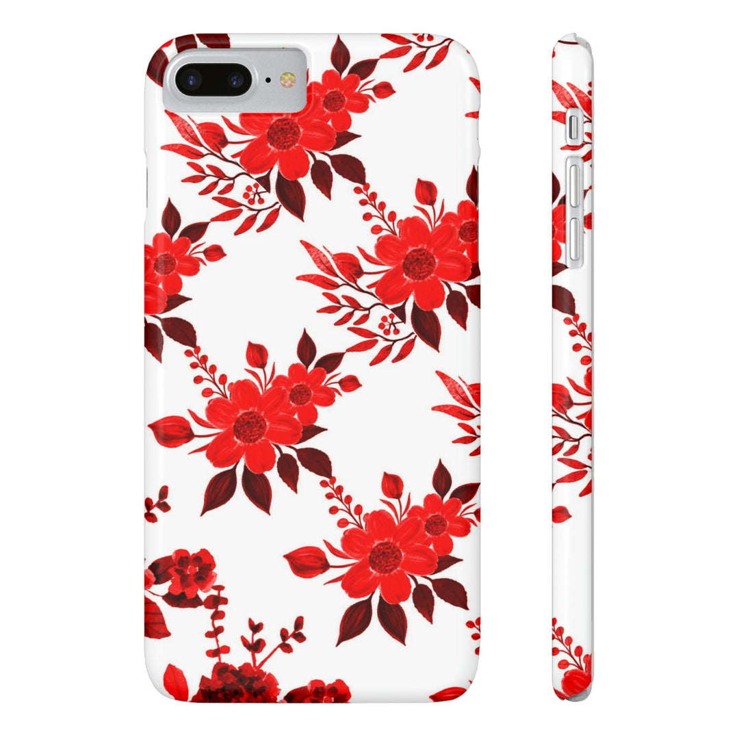 Slim Cute Phone Cases for Iphones - | iPhone 15 Case | iPhone 15 Pro Max Case, Iphone 14 Case, Iphone 14 Pro Max, Iphone 13, Red White Flowers - Studio40ParkLane