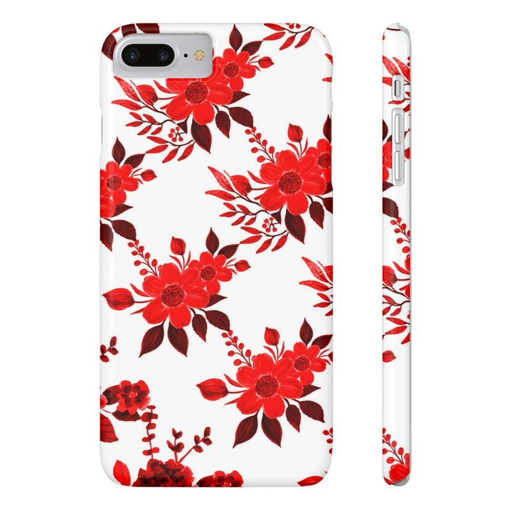Slim Cute Phone Cases for Iphones - | iPhone 15 Case | iPhone 15 Pro Max Case, Iphone 14 Case, Iphone 14 Pro Max, Iphone 13, Red White Flowers - Studio40ParkLane