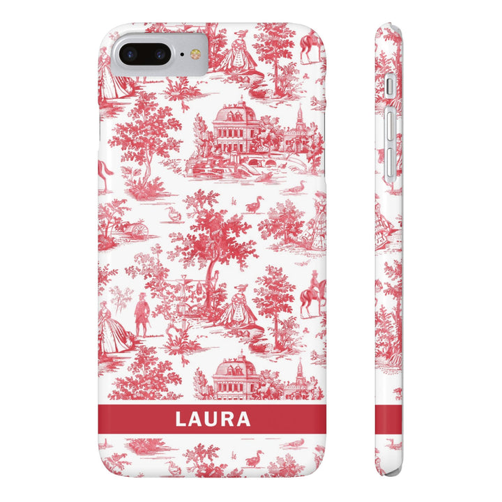 Slim French Toile Personalized Initial Custom Gift for Her Cute Phone Cases for Iphone 16 Pro Max | iPhone 15 Case | iPhone 15 Pro Max Case, Iphone 14, 13, 12, 11, 10, 8, 7 - Studio40ParkLane