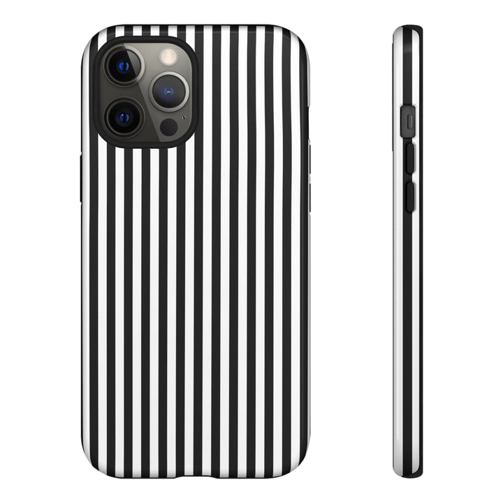Tough Premium Black White Stripes Phone Case Gift for Her - For Apple iPhone 16 Pro Max 16e iPhone 15 Pro iPhone Iphone 14 Plus 13 Pro 12 SE XR - Studio40ParkLane