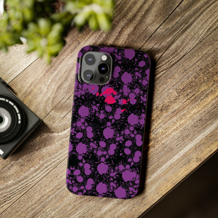 Slim Cute Phone Cases for Iphone - | iPhone 15 Case | iPhone 15 Pro Max Case, Iphone 14 Case, Iphone 14 Pro Max, Iphone 13, Purple Pink Paint Blots Splash - Studio40ParkLane