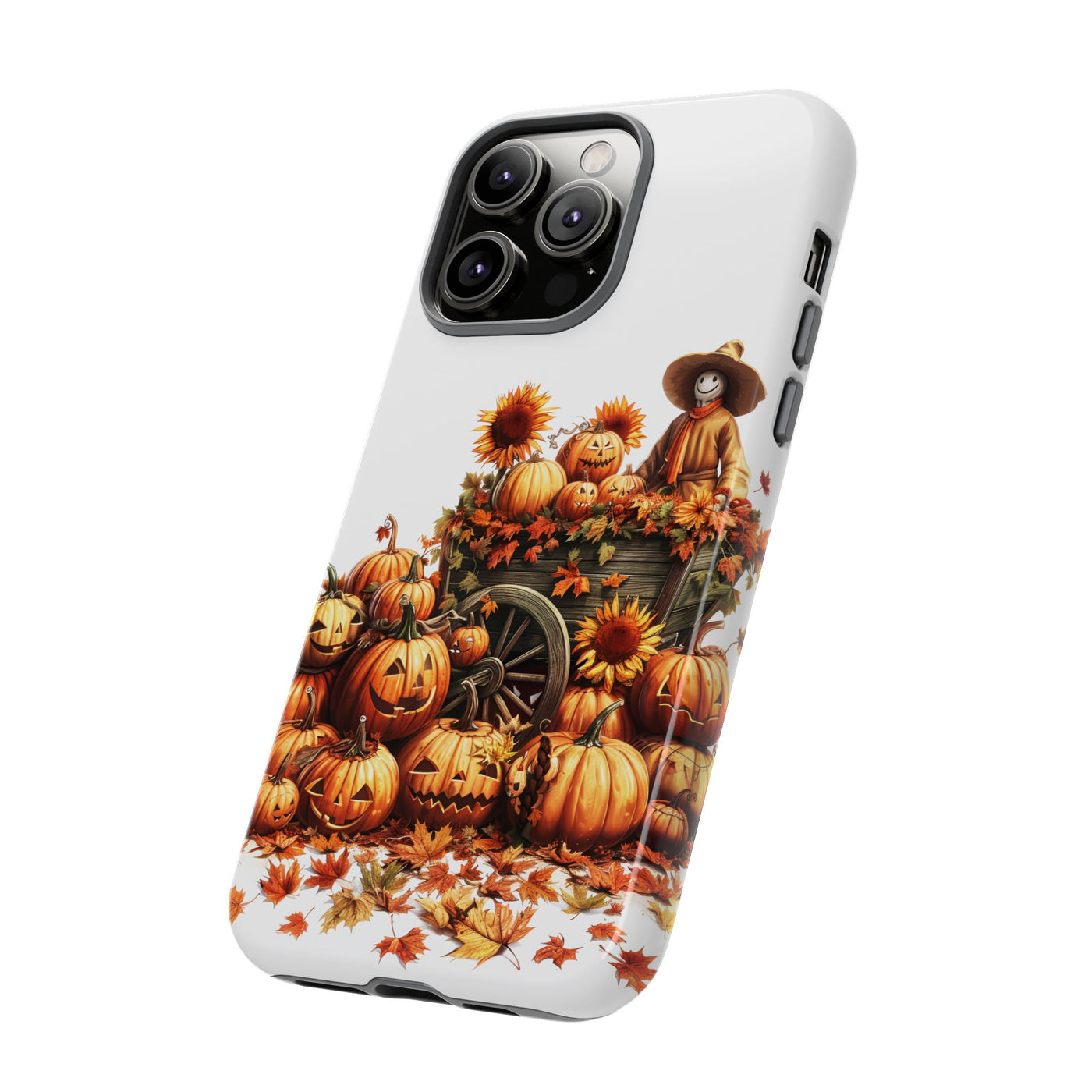 Impact Resistant, Fall Leaves Scarecrow, Cute Phone Cases for Samsung S24, S23, S22, S21, IPhone 15 pro Iphone 14 pro Iphone 13 IPhone 12 Iphone 11