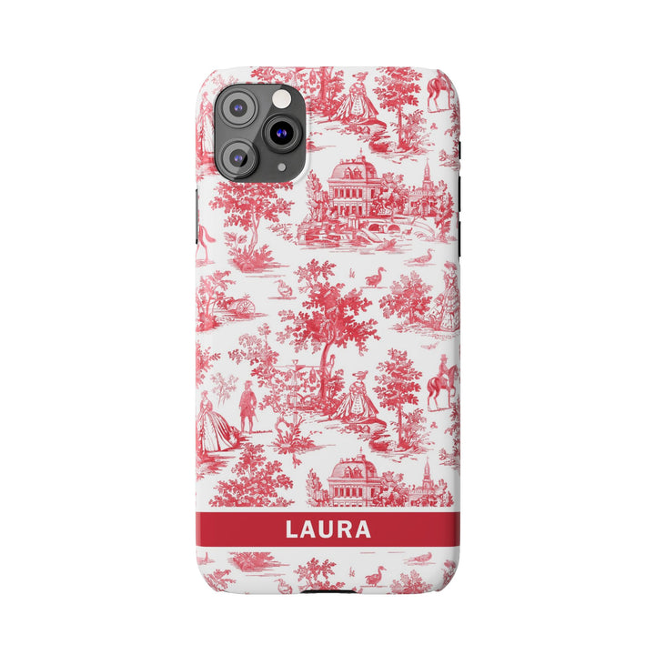 Slim French Toile Personalized Initial Custom Gift for Her Cute Phone Cases for Iphone 16 Pro Max | iPhone 15 Case | iPhone 15 Pro Max Case, Iphone 14, 13, 12, 11, 10, 8, 7 - Studio40ParkLane