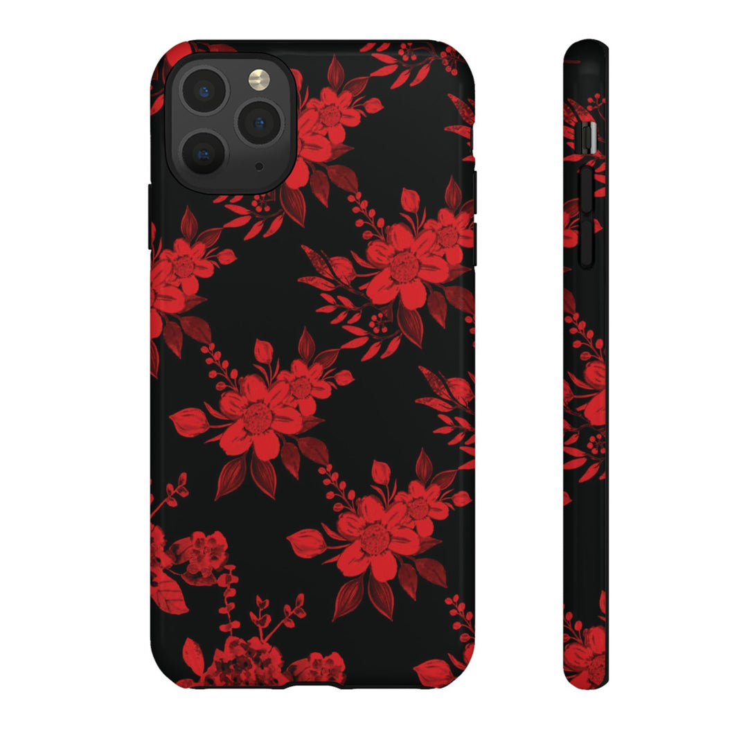 Cute IPhone Case | Red Black Flowers, iPhone 15 Case | iPhone 15 Pro Case, Iphone 14 Case, Iphone 14 Pro Max Case, Protective Iphone Case - Studio40ParkLane