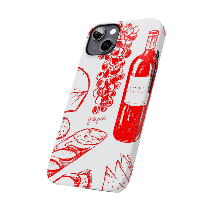 Slim Cute Phone Cases for Iphone | iPhone 15 Case | iPhone 15 Pro Max Case, Iphone 14, Iphone 14 Pro Max, Iphone 13, French Food Wine Red - Studio40ParkLane