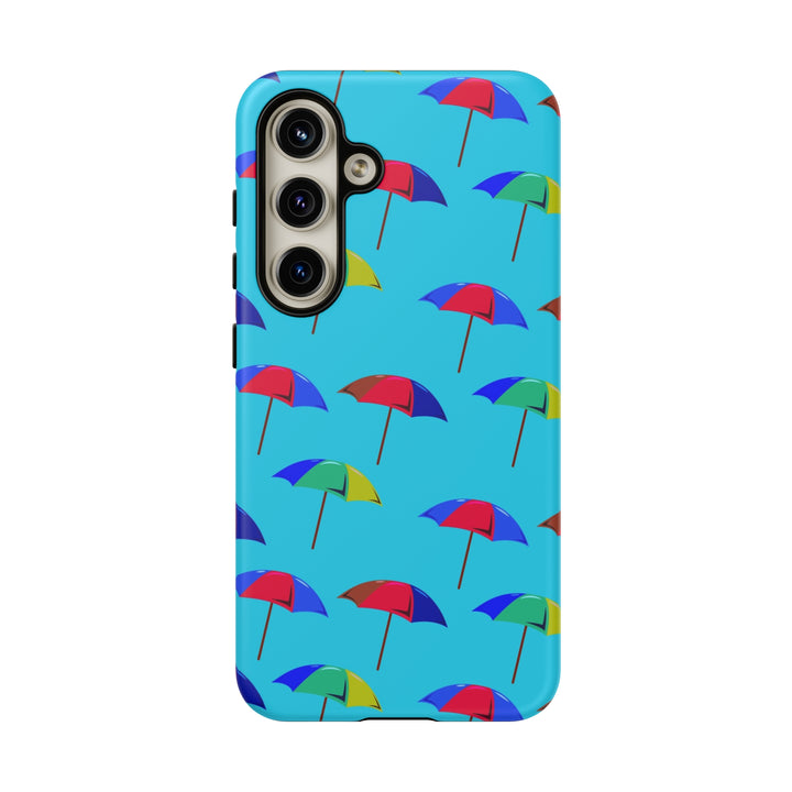 Cute Samsung Phone Case | Aesthetic Samsung Phone Case | Galaxy S23, S22, S21, S20 | Colorful Beach Parasols Blue, Protective Phone Case - Studio40ParkLane
