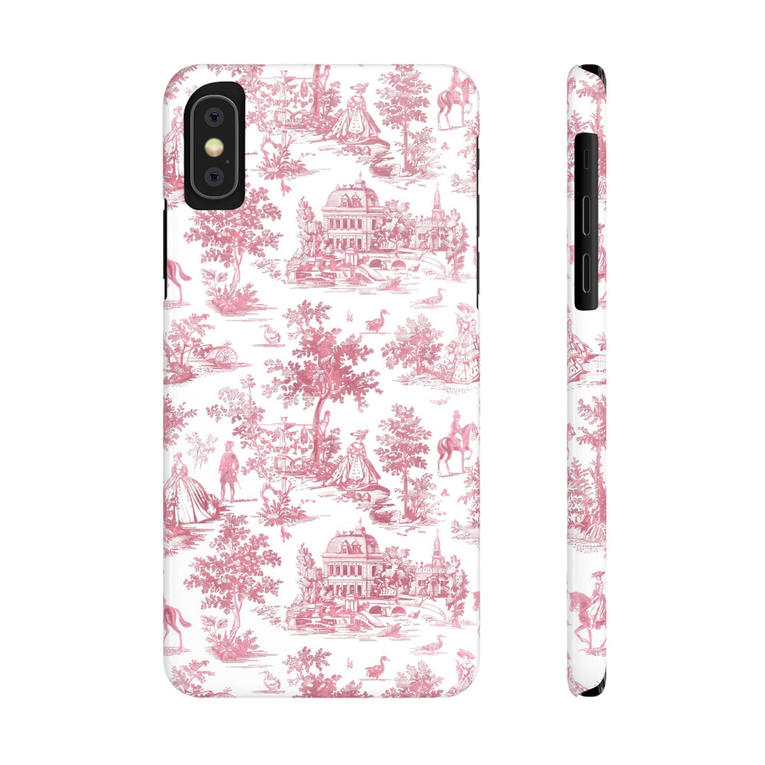 Slim Pink Vintage French Toile Cute Phone Cases for Iphone 16 Pro Max | iPhone 15 Case | iPhone 15 Pro Max Case, Iphone 14, Iphone 14 Pro Max, Iphone 13 12 11 8 7 - Studio40ParkLane