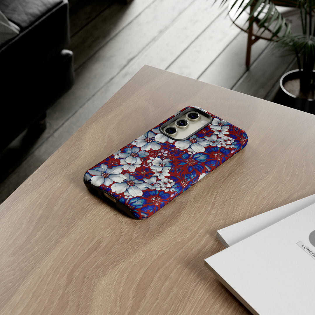 Cute Samsung Phone Case | Aesthetic Samsung Phone Case | Galaxy S23, S22, S21, S20 | Red Blue Flowers, Protective Phone Case - Studio40ParkLane