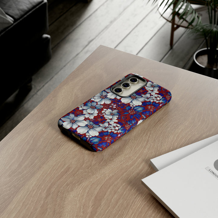 Cute Samsung Phone Case | Aesthetic Samsung Phone Case | Galaxy S23, S22, S21, S20 | Red Blue Flowers, Protective Phone Case - Studio40ParkLane