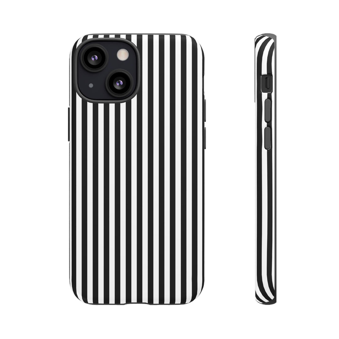 Tough Premium Black White Stripes Phone Case Gift for Her - For Apple iPhone 16 Pro Max 16e iPhone 15 Pro iPhone Iphone 14 Plus 13 Pro 12 SE XR - Studio40ParkLane
