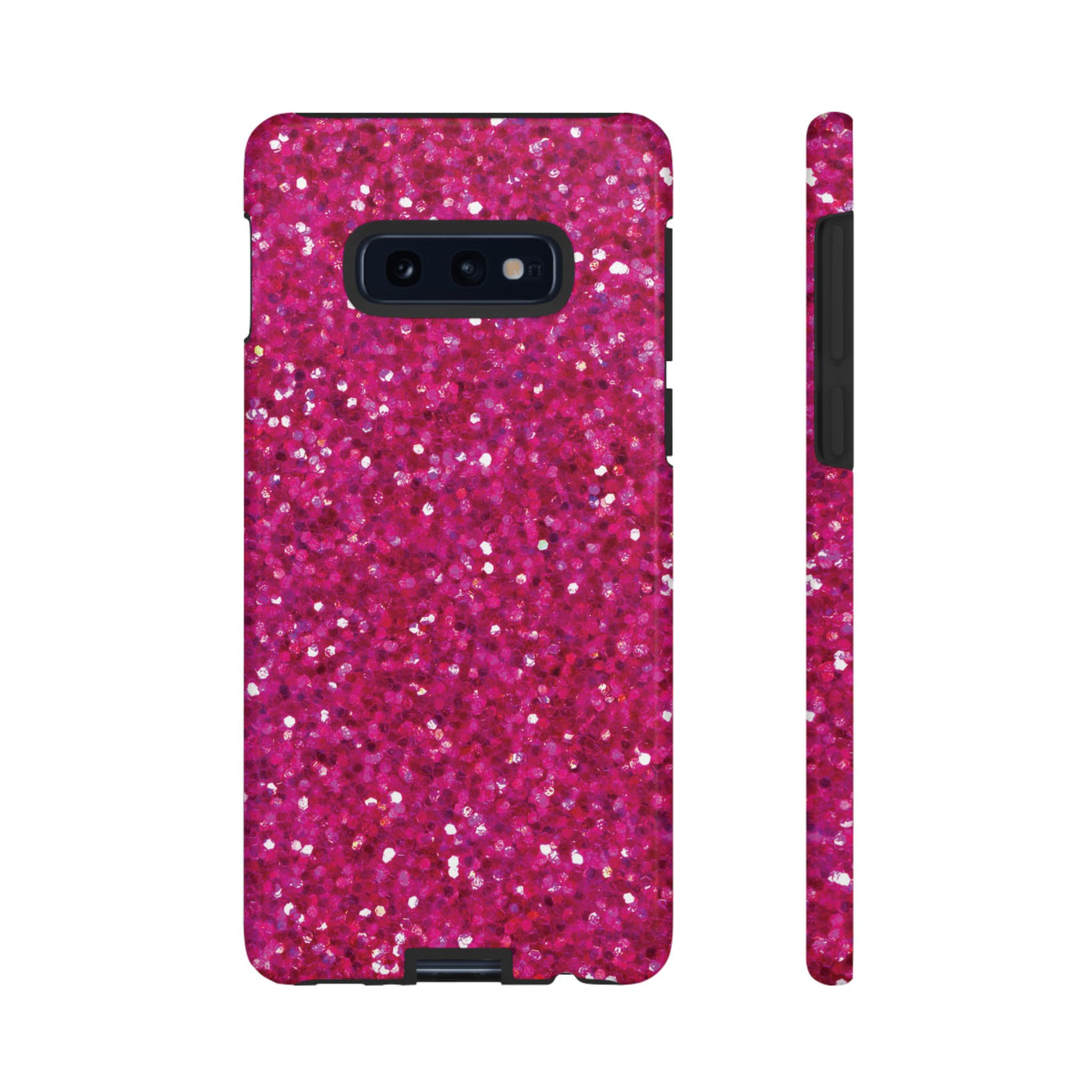 Chic Pink Faux Play on Glitter Effect Cute Phone Case, for IPhone 16 pro Max | Iphone 15, Iphone 14, IPhone 13 Case, 11 8 7, Samsung Galaxy S24, S23, S22, S21, 2 Layer Protection