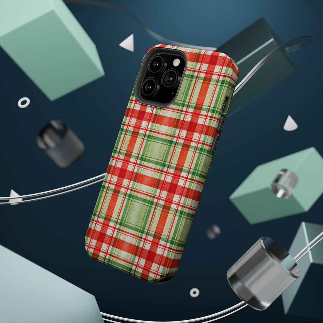 Aesthetic Tough Magsafe Red Green Checkered Phone Case - For iPhone 17 Pro Max iPhone 16 Pro iPhone 15 Iphone 14 Plus 13 Pro 12 11 10 - Studio40ParkLane