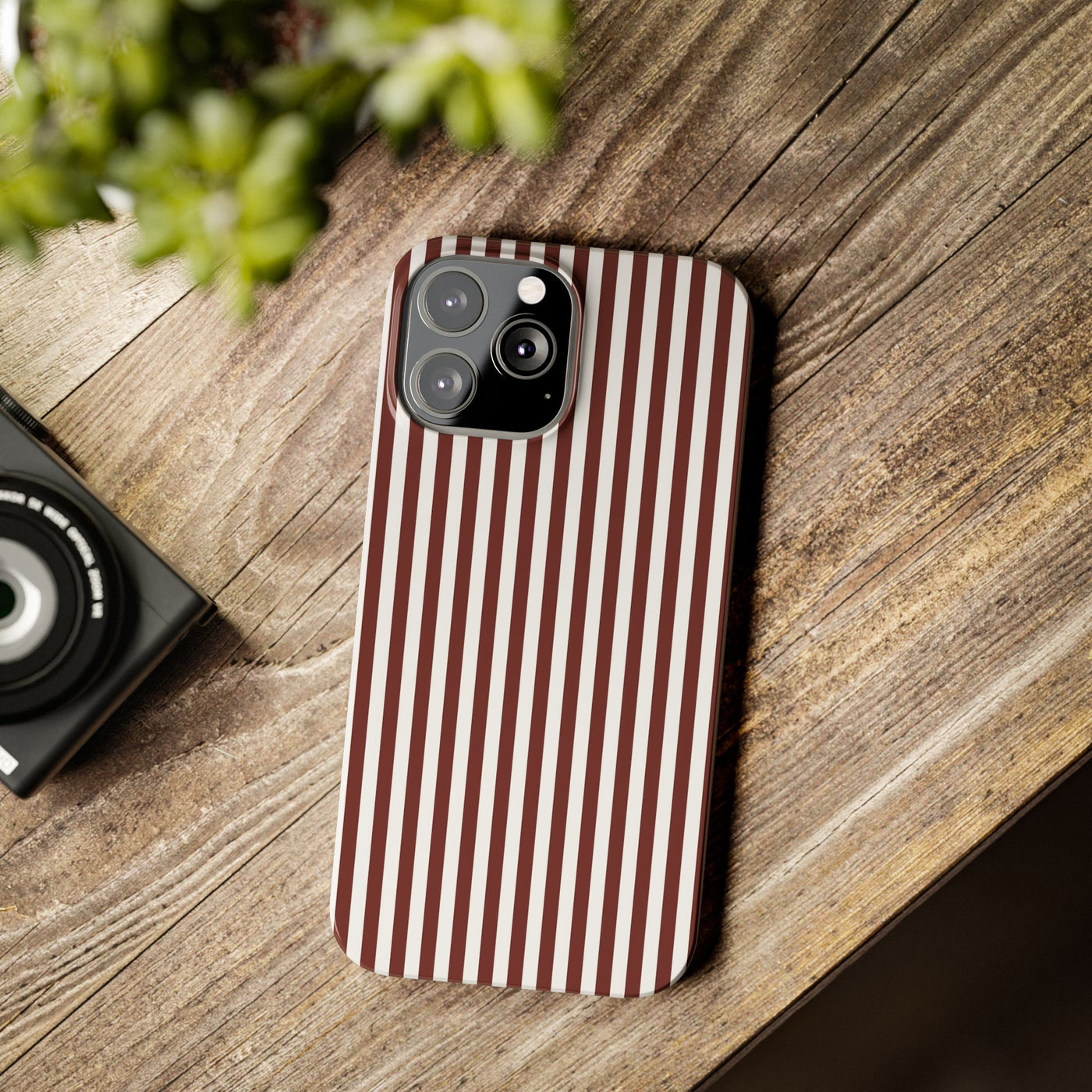 Slim Chocolate Brown Striped Cute Phone Case for Iphone 16 - | iPhone 15 Pro Max Case | iPhone 14 Case Iphone 13 12 11 10 9 8 7 Gift for Her - Studio40ParkLane