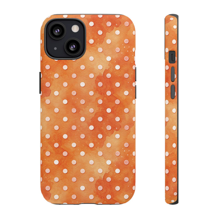 Aesthetic Tough Orange Polka Dots Watercolor Phone Case - For iPhone 17 Pro Max iPhone 16 Pro iPhone 15 Iphone 14 Plus 13 Pro 12 11 10 XR - Studio40ParkLane