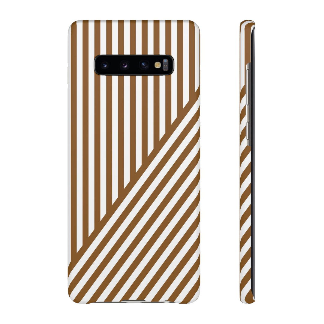 Aesthetic Mocha Brown Stripes Cute Phone Case Sleek Snap - For iPhone 17 Pro Max iPhone 16 Pro iPhone 15 Iphone 14 Plus 13 Pro 12 11 10 Gift - Studio40ParkLane
