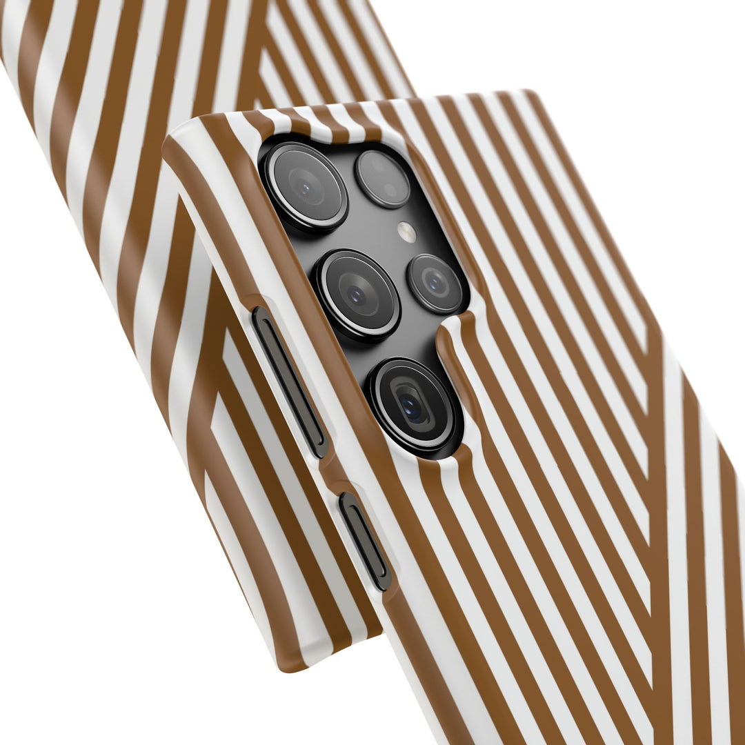 Aesthetic Mocha Brown Stripes Cute Phone Case Sleek Snap - For iPhone 17 Pro Max iPhone 16 Pro iPhone 15 Iphone 14 Plus 13 Pro 12 11 10 Gift - Studio40ParkLane