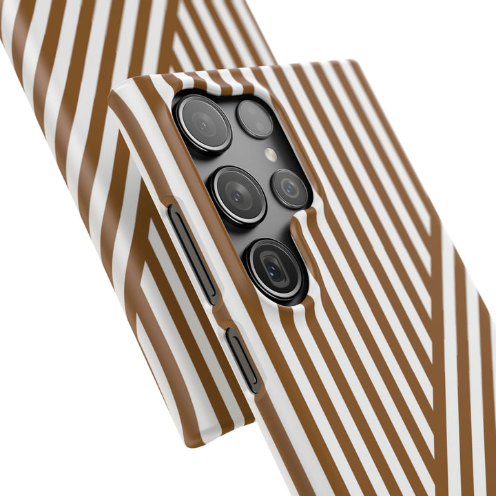 Aesthetic Mocha Brown Stripes Cute Phone Case Sleek Snap - For iPhone 17 Pro Max iPhone 16 Pro iPhone 15 Iphone 14 Plus 13 Pro 12 11 10 Gift - Studio40ParkLane