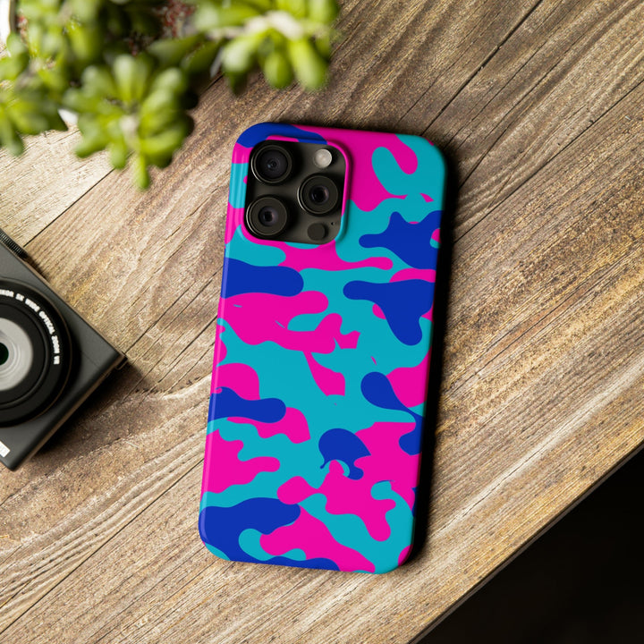 Slim Cute Phone Cases for Iphone - | iPhone 15 Case | iPhone 15 Pro Max Case, Iphone 14 Case, Iphone 14 Pro Max, Iphone 13, Blue Pink Camouflage - Studio40ParkLane