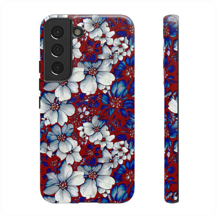 Cute Samsung Phone Case | Aesthetic Samsung Phone Case | Galaxy S23, S22, S21, S20 | Red Blue Flowers, Protective Phone Case - Studio40ParkLane
