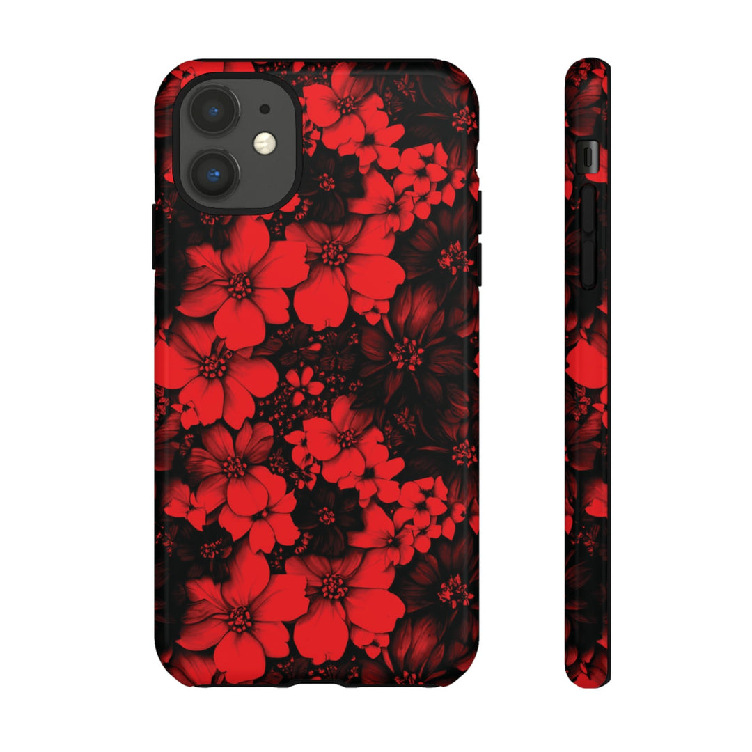 Cute IPhone Case | Red Black Flowers, iPhone 15 Case | iPhone 15 Pro Case, Iphone 14 Case, Iphone 14 Pro Max Case, Protective Iphone Case - Studio40ParkLane