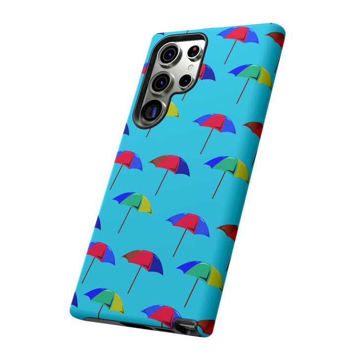 Cute Samsung Phone Case | Aesthetic Samsung Phone Case | Galaxy S23, S22, S21, S20 | Colorful Beach Parasols Blue, Protective Phone Case - Studio40ParkLane