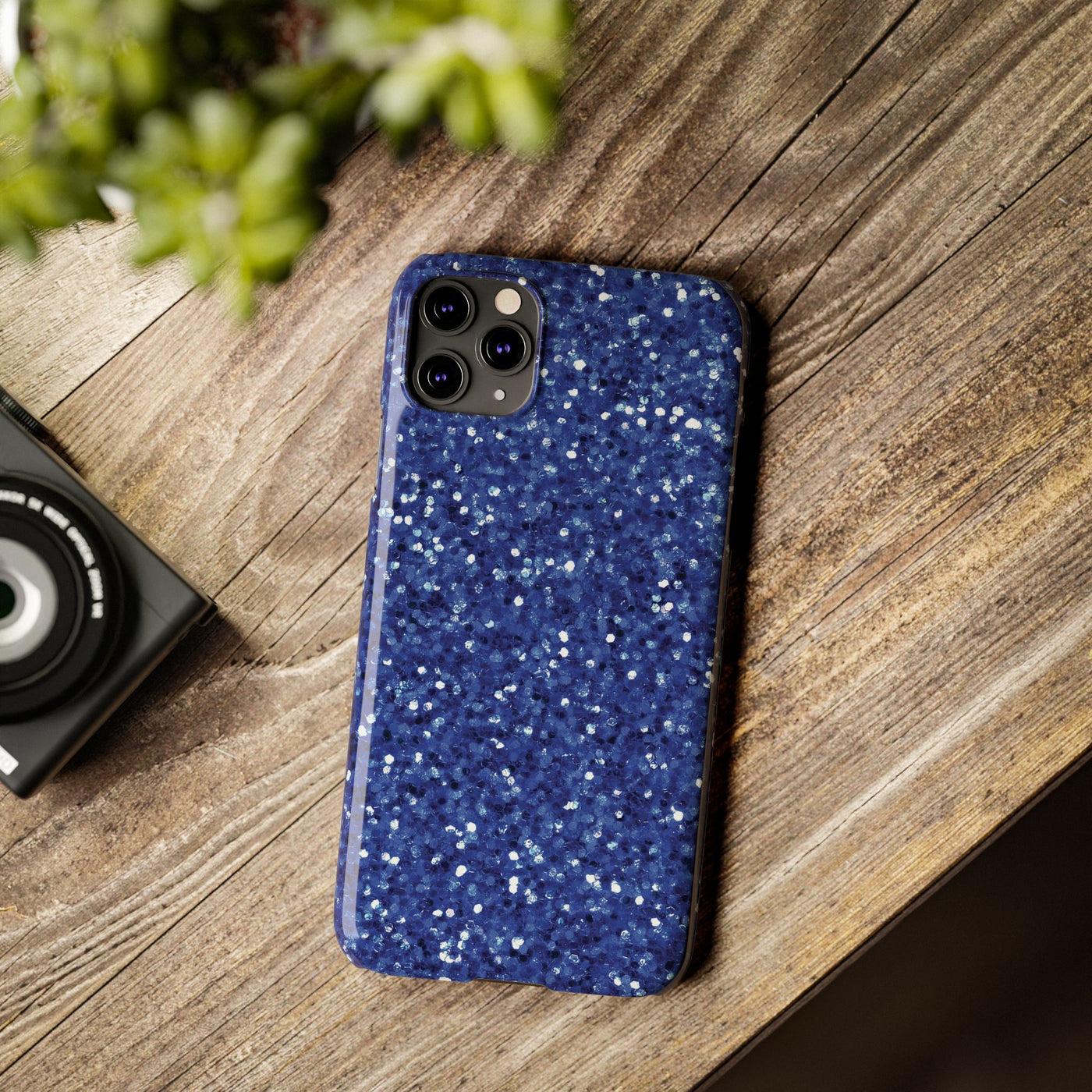 Slim Blue Muted Faux Play on Glitter Effect Cute Phone Cases for Iphone 16 Pro Max | iPhone 15 Case | iPhone 15 Pro Max Case, Iphone 14, Iphone 14 Pro Max, Iphone 13 12 11 8 7