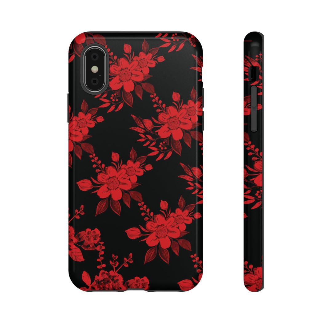 Cute IPhone Case | Red Black Flowers, iPhone 15 Case | iPhone 15 Pro Case, Iphone 14 Case, Iphone 14 Pro Max Case, Protective Iphone Case - Studio40ParkLane