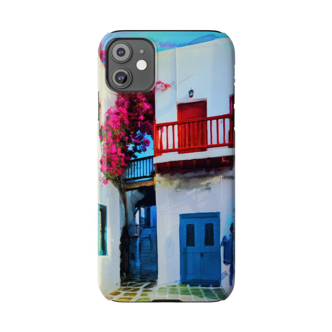 Slim Cute Phone Cases for Iphone | iPhone 15 Case | iPhone 15 Pro Max Case, Iphone 14, Iphone 14 Pro Max, Iphone 13, Colorful Greek Alley Watercolor - Studio40ParkLane
