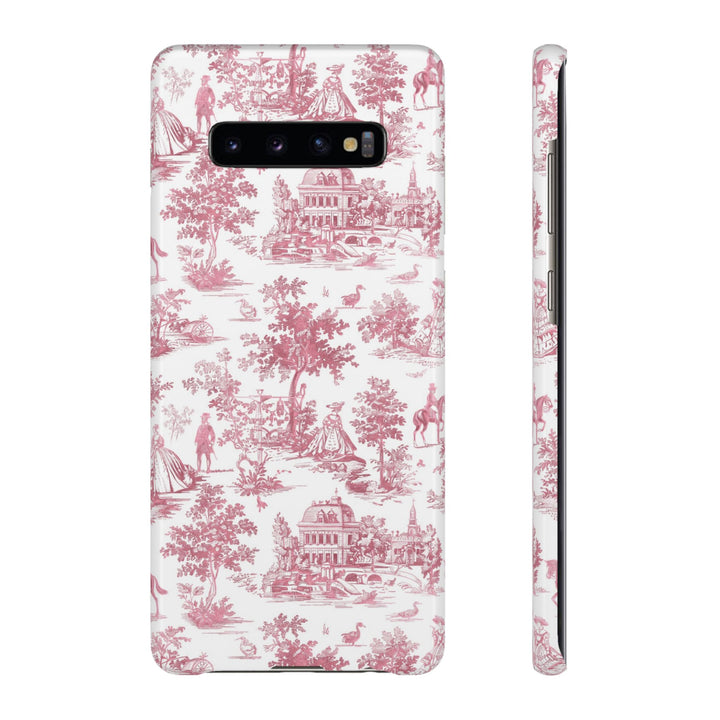 Sleek Snap Pink French Toile Cute Phone Case for iPhone 16 15 14 13 12 11 X Xs Max Xr Pro Plus Samsung Galaxy S24 S23 S22 S21 S20 Note Ultra