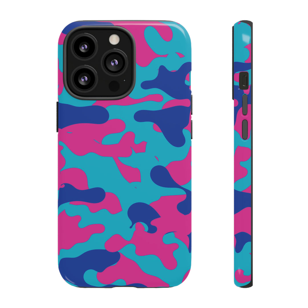 Cute IPhone Case | Blue Pink Camouflage, iPhone 15 Case | iPhone 15 Pro Case, Iphone 14 Case, Iphone 14 Pro Max Case, Protective Iphone Case - Studio40ParkLane