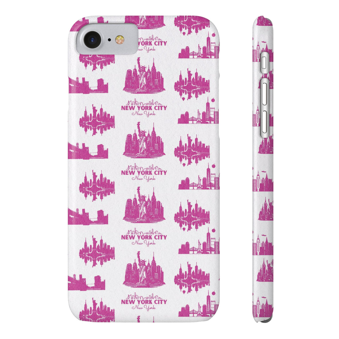 Slim New York Skyline Pink Collage Coquette Gift for Her Cute Phone Cases for Iphone 16 Pro Max | iPhone 15 Case | iPhone 15 Pro Max Case, Iphone 14, Iphone 14 Pro Max, Iphone 13 12 11 8 7 - Studio40ParkLane