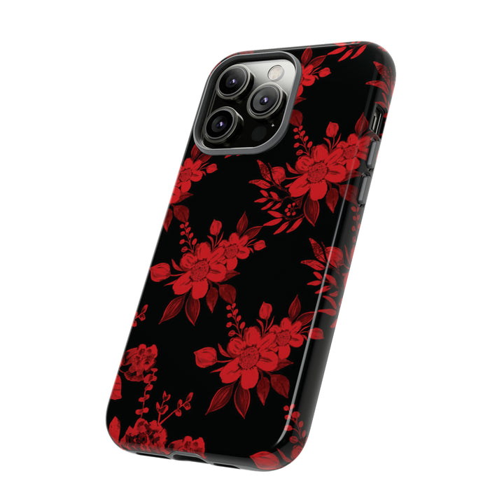 Cute IPhone Case | Red Black Flowers, iPhone 15 Case | iPhone 15 Pro Case, Iphone 14 Case, Iphone 14 Pro Max Case, Protective Iphone Case - Studio40ParkLane