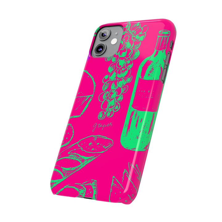 Slim French Food Wine Pink Green Cute Phone Cases for Iphone | iPhone 15 Case | iPhone 15 Pro Max Case, Iphone 14, Iphone 14 Pro Max, Iphone 13, - Studio40ParkLane