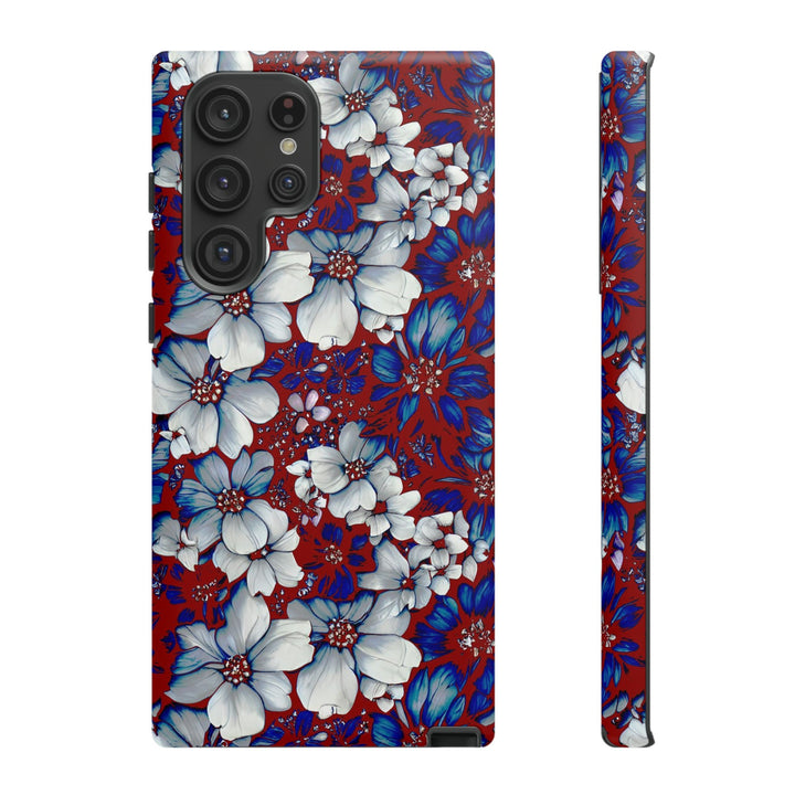 Cute Samsung Phone Case | Aesthetic Samsung Phone Case | Galaxy S23, S22, S21, S20 | Red Blue Flowers, Protective Phone Case - Studio40ParkLane