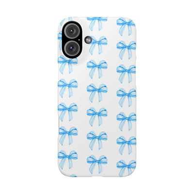 Slim Blue Bows Cute Phone Cases for Iphone 16 Pro Max | iPhone 15 Case | iPhone 15 Pro Max Case, Iphone 14, Iphone 14 Pro Max, Iphone 13 12 11 8 7