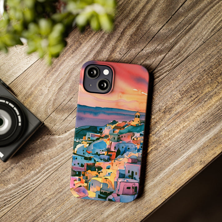 Slim Cute Phone Cases for Iphone | iPhone 15 Case | iPhone 15 Pro Max Case, Iphone 14, Iphone 14 Pro Max, Iphone 13, Colorful Greek House Watercolor - Studio40ParkLane