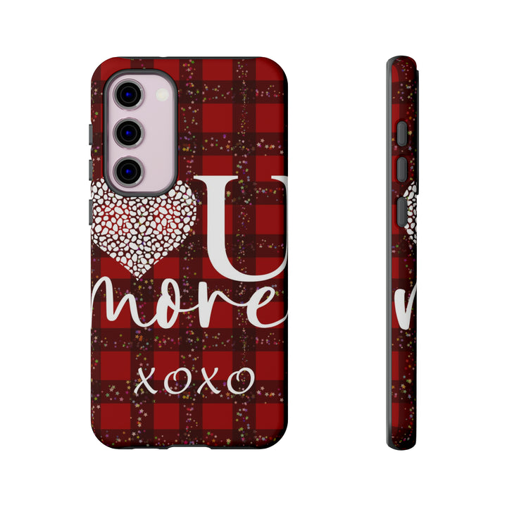Cute Samsung Phone Cases, Designer Samsung Galaxy S23 Phone Case, Samsung S22 Case, Samsung S21 Case, Samsung S20 Case, Red Plaid Love You - Studio40ParkLane
