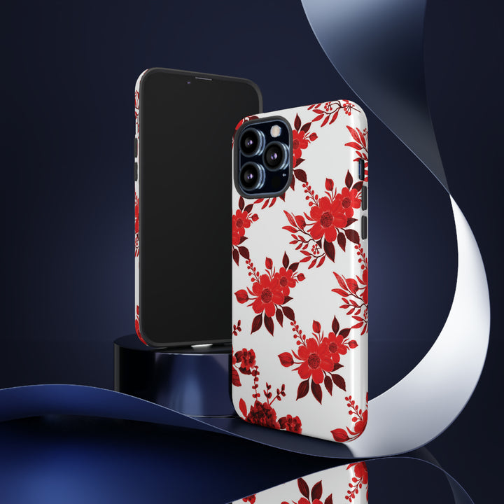 Cute IPhone Case | Red White Flowers, iPhone 15 Case | iPhone 15 Pro Case, Iphone 14 Case, Iphone 14 Pro Max Case, Protective Iphone Case - Studio40ParkLane