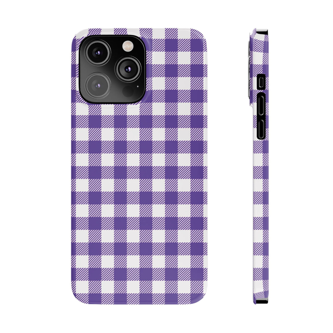 Slim Purple Gingham Gift for Her Cute Phone Cases for Iphone 16 Pro Max | iPhone 15 Case | iPhone 15 Pro Max Case, Iphone 14, 13, 12, 11, 10, 8, 7 - Studio40ParkLane
