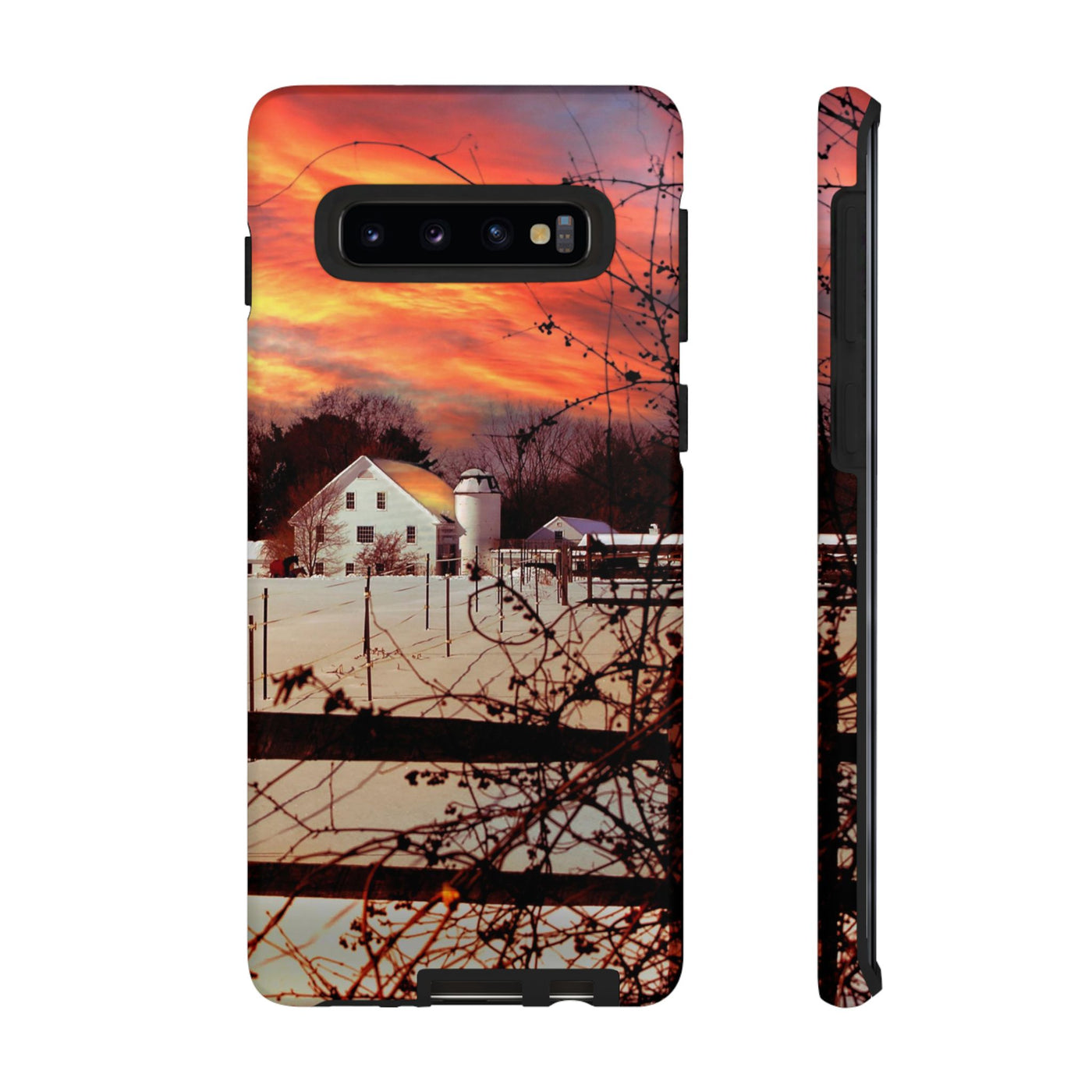 Impact Resistant, Winter Sunset Cute Phone Cases for Samsung S24, S23, S22, S21, IPhone 15 pro Iphone 14 pro Iphone 13 IPhone 12 Iphone 11