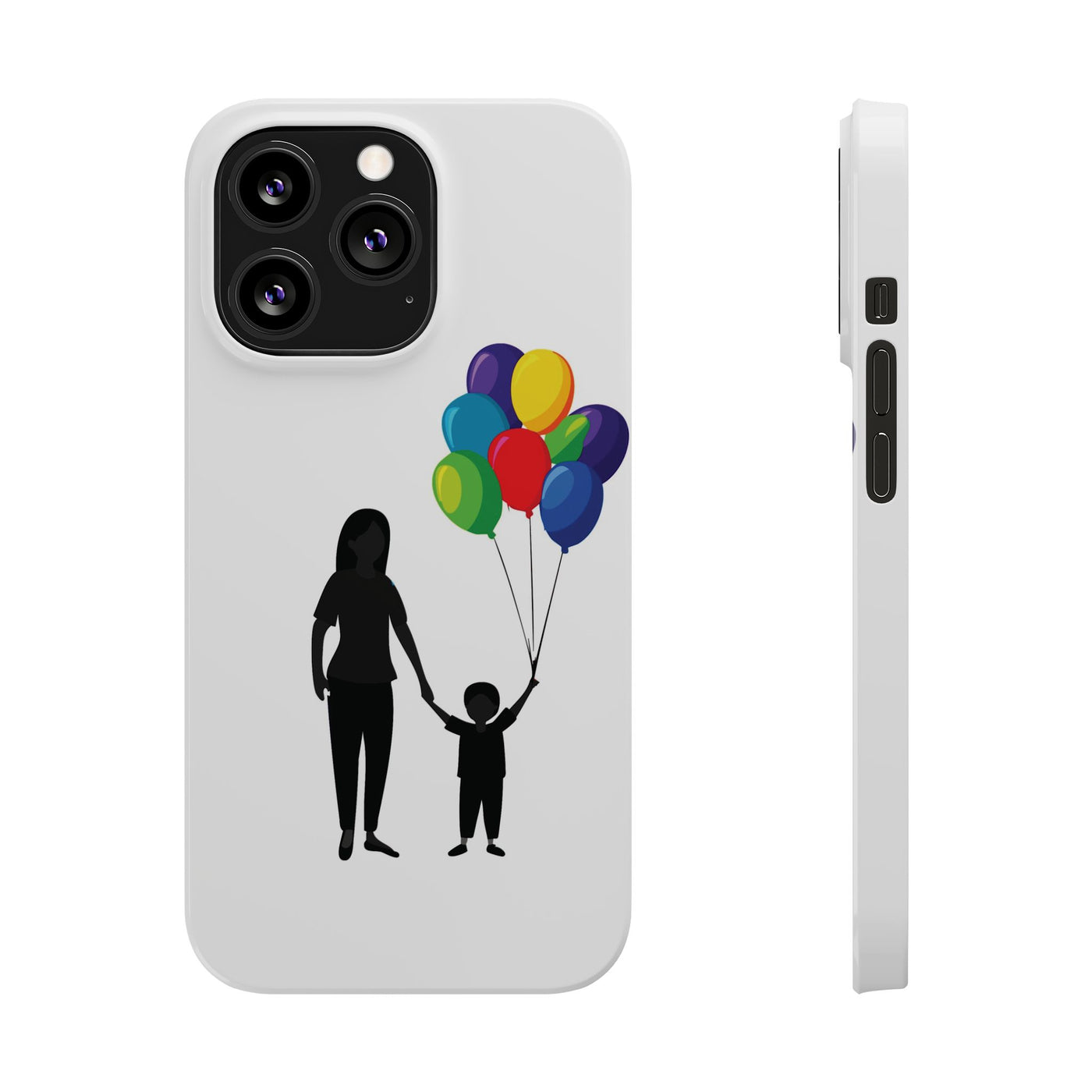 Slim Mother Child Balloons Gift for Her Cute Phone Cases for Iphone 16 Pro Max | iPhone 15 Case | iPhone 15 Pro Max Case, Iphone 14, 13, 12, 11, 10, 8, 7